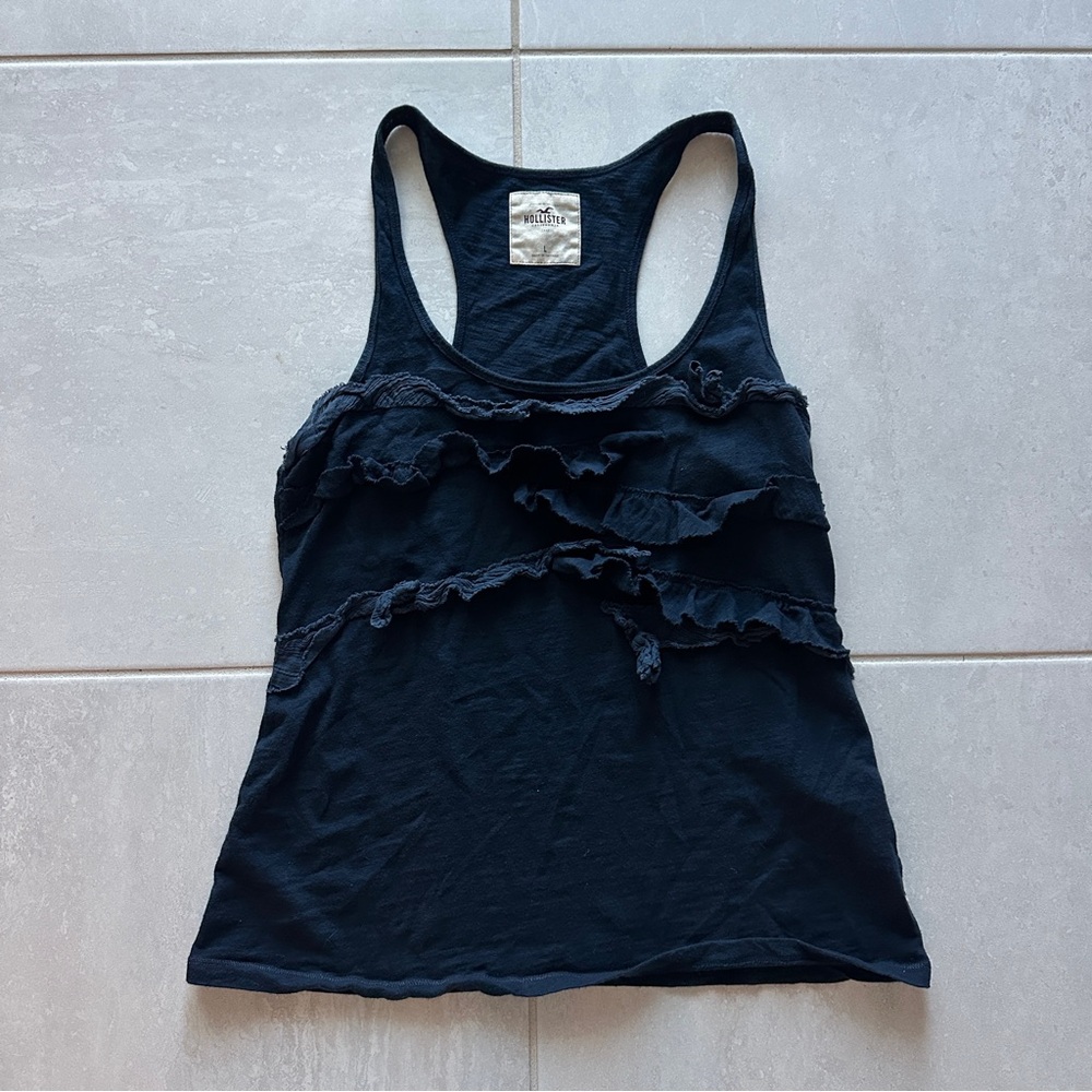 Hollister Navy Blue Ruffle Tank Top